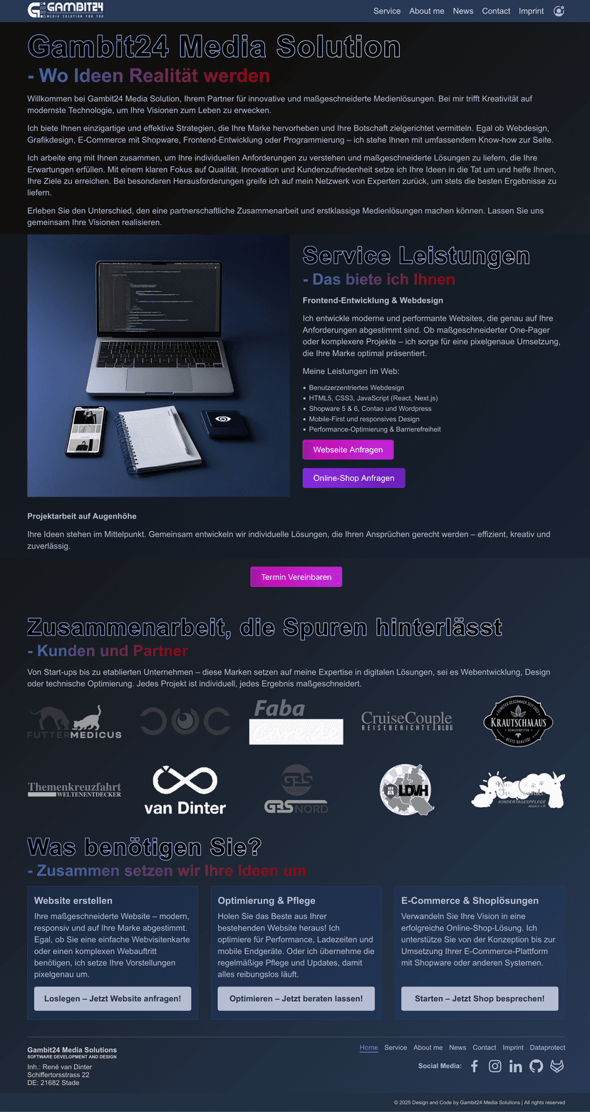 Referenzprojekt Gambit24 Media Solution